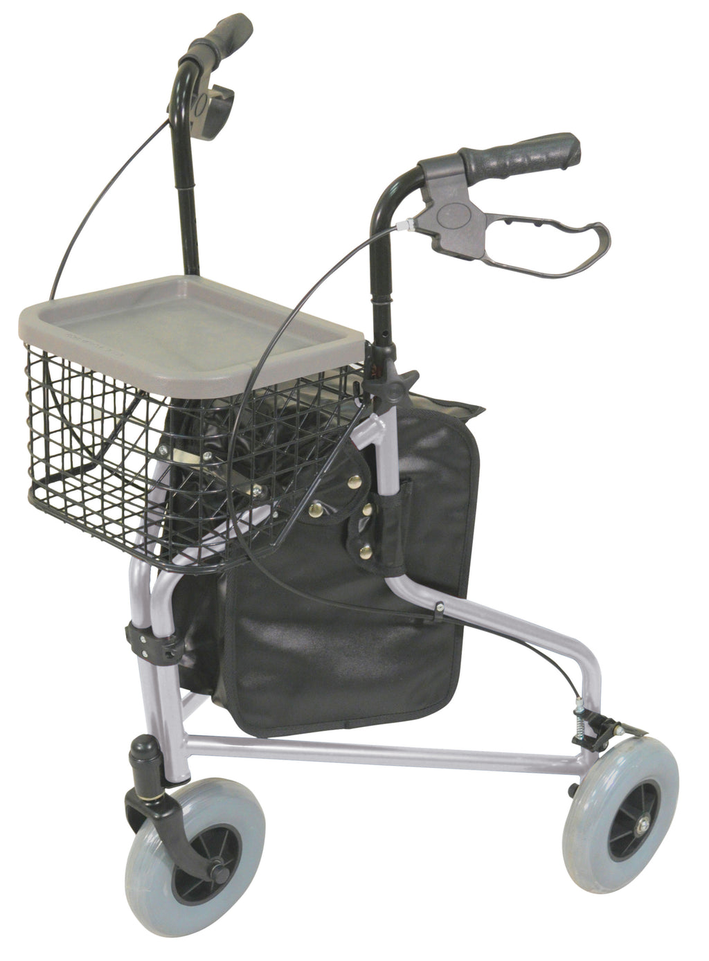 Silver Lightweight Tri Walker with Bag and Basket