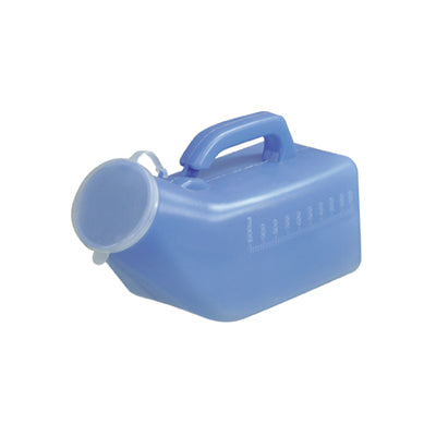 shows the blue Portable Male Urinal with Handle