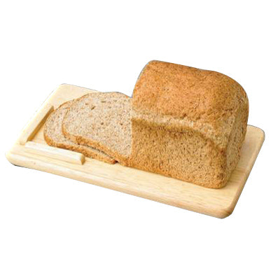 shows the homecraft hardwood bread board with a loaf of unsliced bread on it