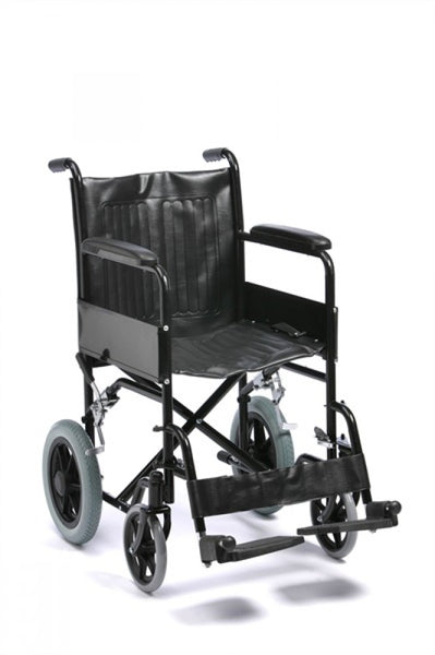 Budget-Steel-Transit-Wheelchair-with-Solid-Tyres Budget Steel Transit Wheelchair with Solid Tyres
