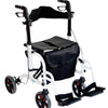 shows the duo deluxe rollator and transit chair in white