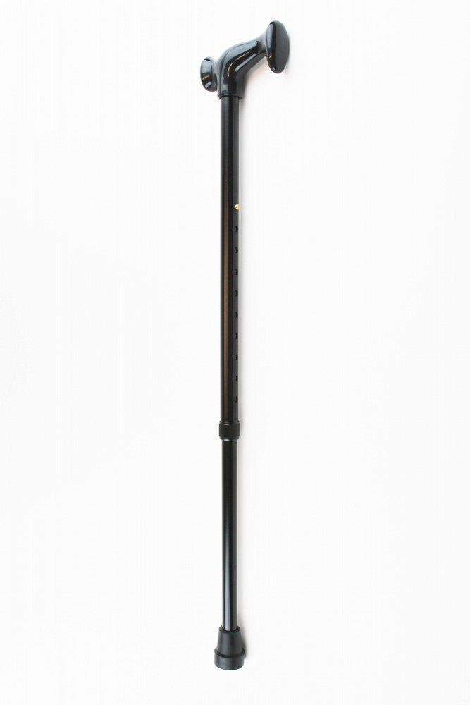 the image shows the black escort height adjustable orthopaedic cane