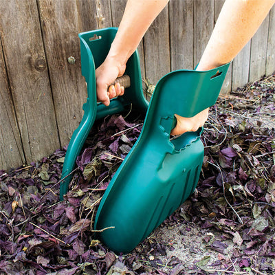 Home and Garden Leaf Grabber in use, scooping up leaves