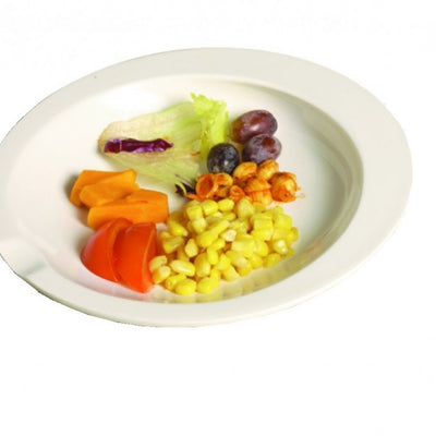 the image shows the GripWare Scoop Dish in white with food on it