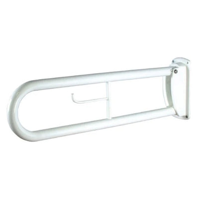 Drop Down Loop Hinged Grab Safety Rail with Toilet Roll Holder