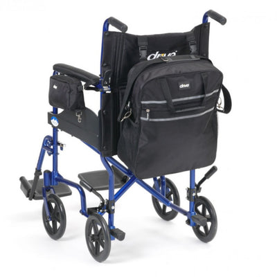 The image shows both bags in the Mobility Bag Set fitted to a wheelchair