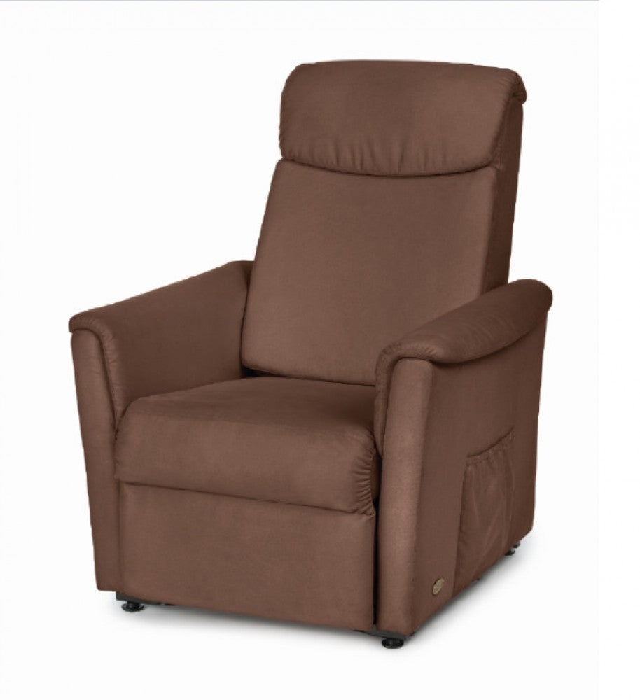 shows the mocca coloured modena rise and recline chair
