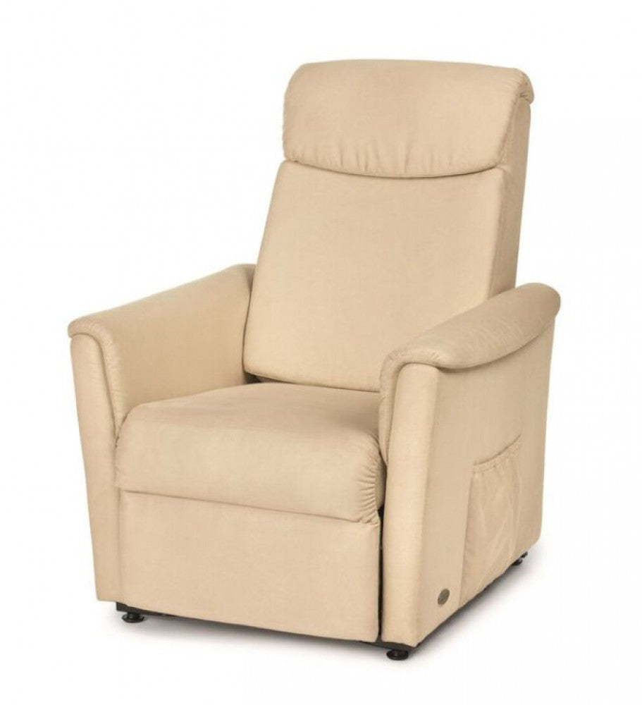 shows the sand coloured modena rise and recline chair