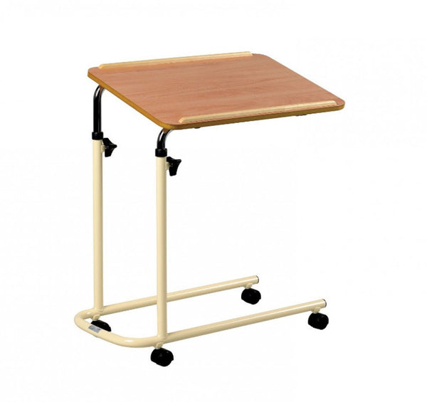 shows the overbed/overchair table, with wheels