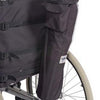 The image shows the wheelchair oxygen bag fastened to the back of a wheelchair