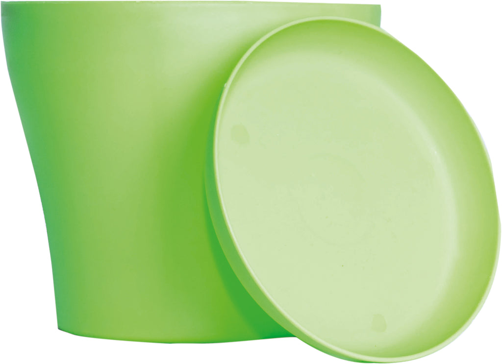 Plastic Plant Pot - Green with Lid