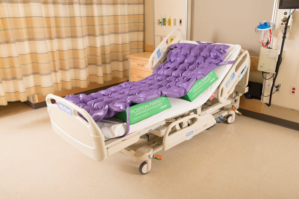 the image shows an ehob mattress single overlay with pump on a hospital bed