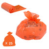 Orange clinical waste sacks - medium duty - roll of 25 sacks