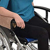 Someone in a wheelchair using a Simplantex Coral Fleece Padded Wheelchair Armrest Cover