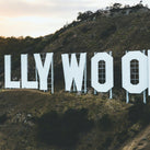 A close-up of the Hollywood sign in Los Angeles