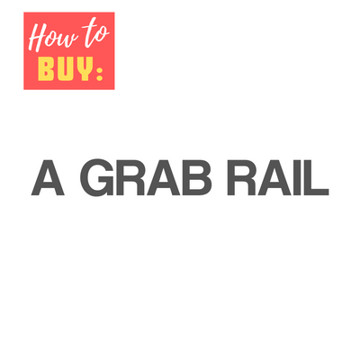 A white panel with the words – Choose A Grab Rail – on it