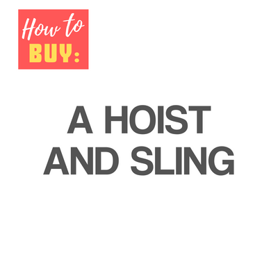 A white panel with the words – Choose A Hoist & Sling – on it