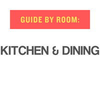 A white panel with the words – Kitchen & Dining – on it
