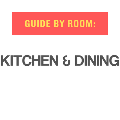 A white panel with the words – Kitchen & Dining – on it