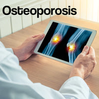 A white panel with the word – Osteoporosis – on it