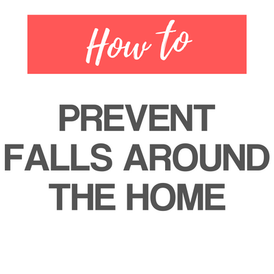 A white panel with the words – Prevent Falls In The Home – on it