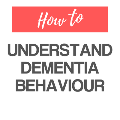 A white panel with the words – Dementia Behaviour – on it