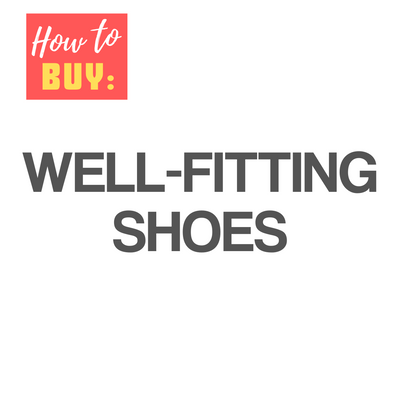A white panel with the words – Choose Well-fitting Shoes – on it