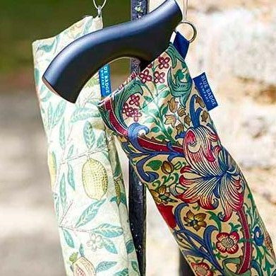 Folding walking sticks in patterned carry cases