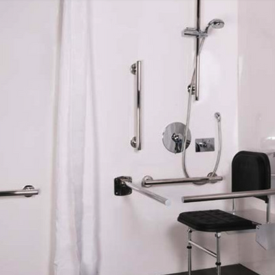 Wetroom installed with bathoom grab rails