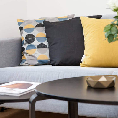 Living room scene with cushions on sofa