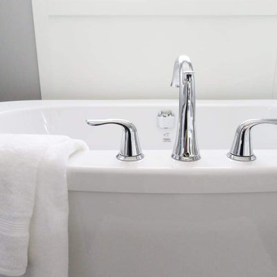 Close up of bathtub and chrome taps