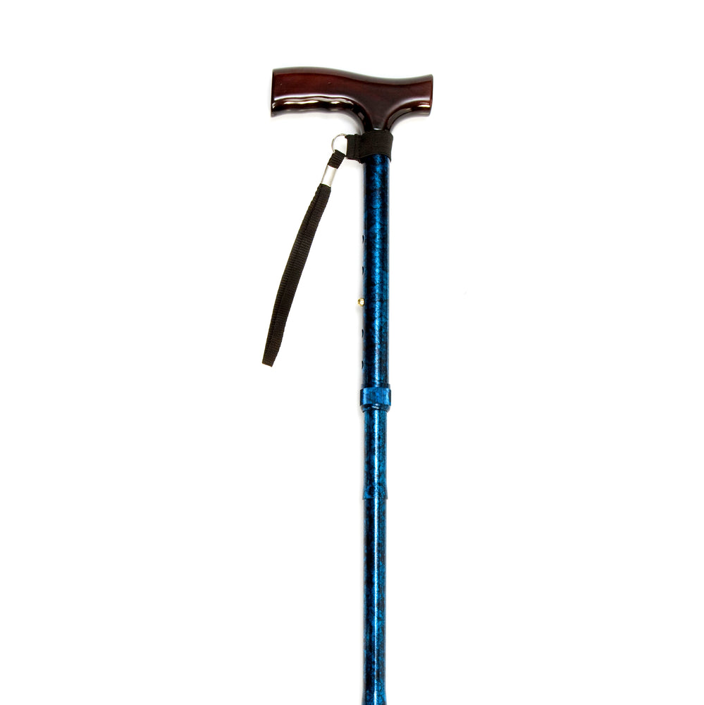 Folding Walking Stick / Cane With Strap - Various Designs