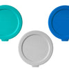 All lid colours - turquoise, blue, light grey