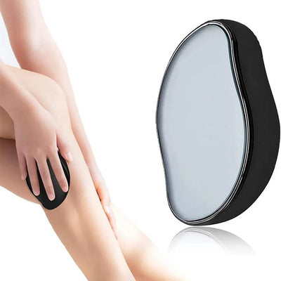 Someone using the Lifemax Nano Glass Hair Remover on their leg