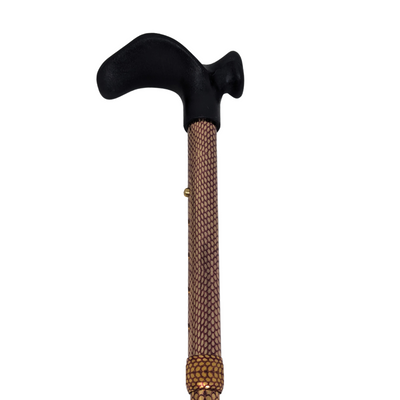 Left Handed Folding Comfort Grip Cane - Snake