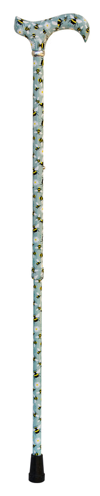 the image shows the full length of the bee designed classic derby cane