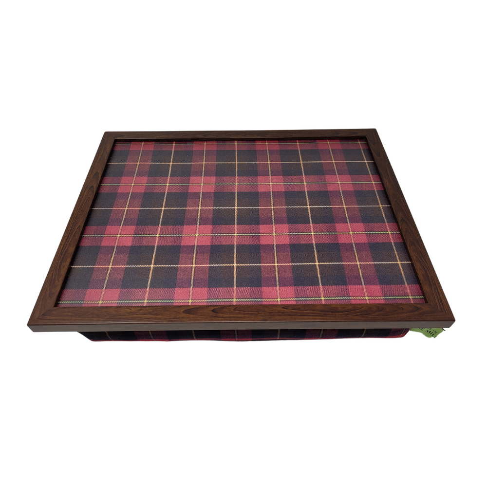 Luxury Burgundy Boyde Tartan Lap Tray With Bean Bag from Made in the Mill