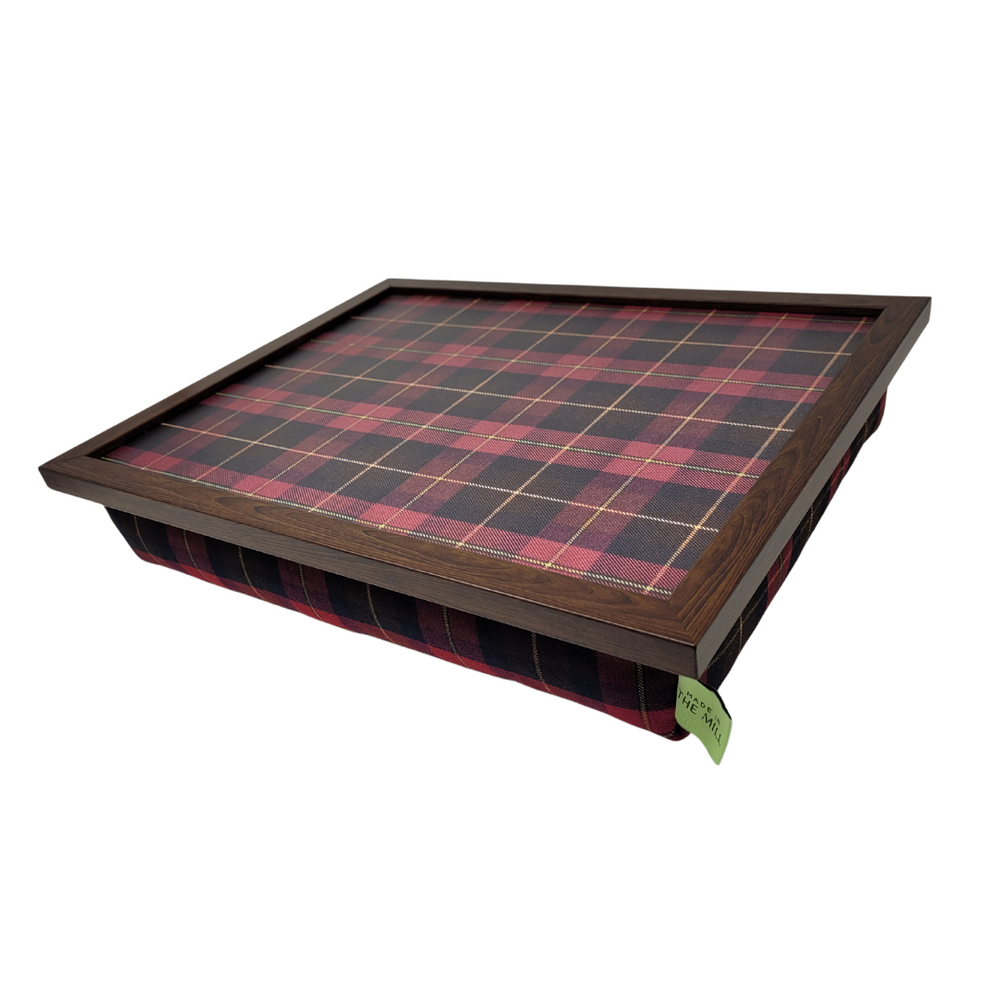 Luxury Burgundy Boyde Tartan Lap Tray With Bean Bag from Made in the Mill