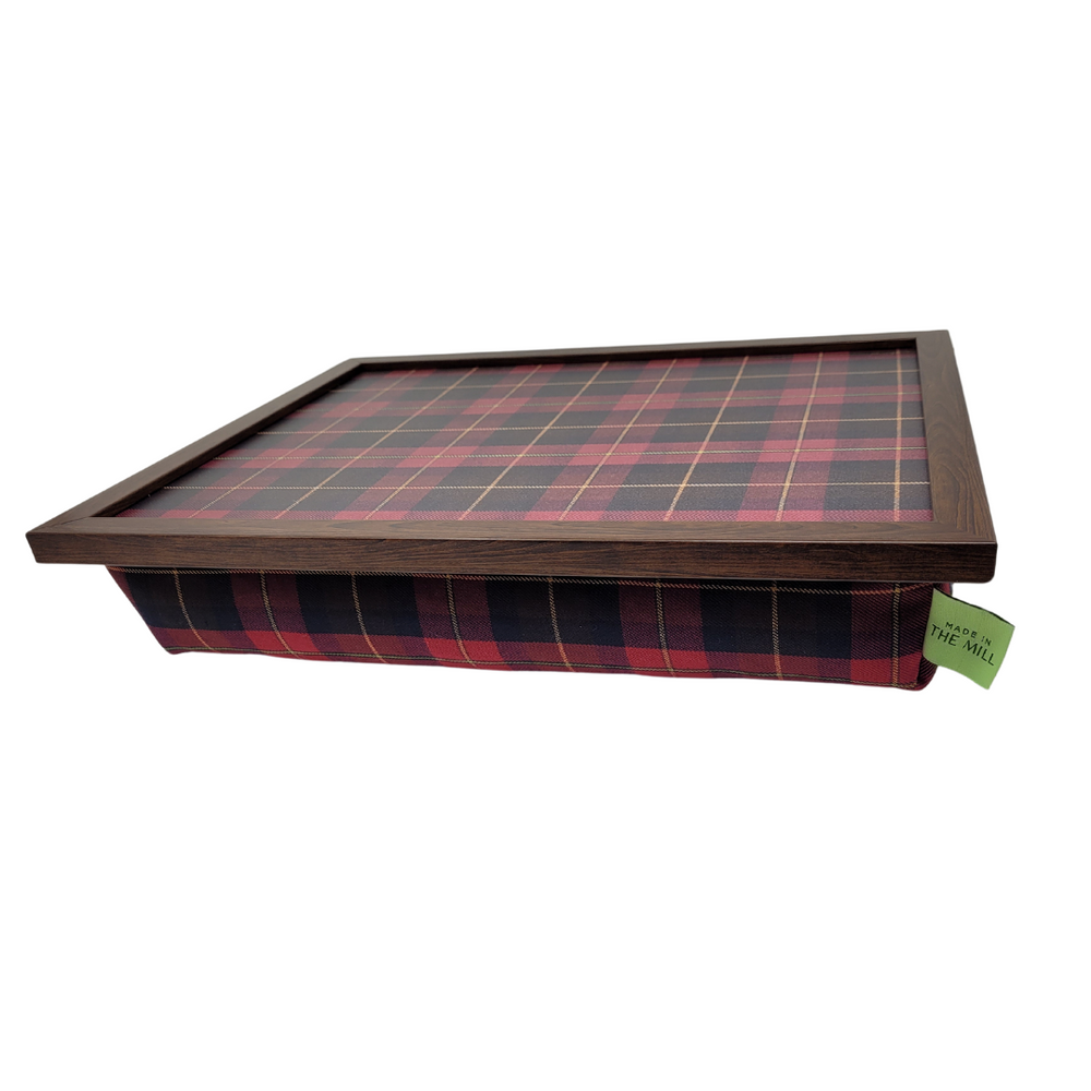 Luxury Burgundy Boyde Tartan Lap Tray With Bean Bag from Made in the Mill