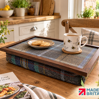 Luxury Bedlington Tweed Lap Tray with Bean Bag Base from Made in the Mill