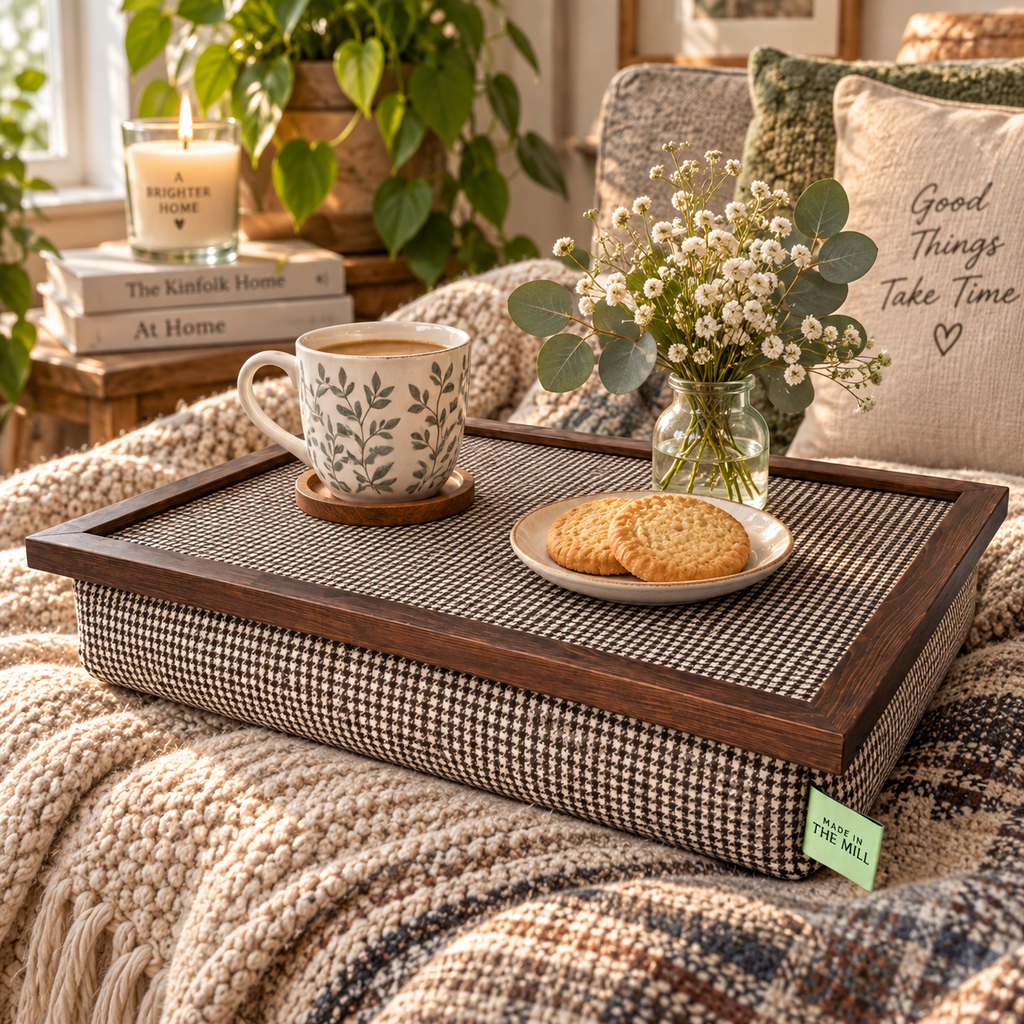 Luxury Dogtooth  Lap Tray With matching Dogtooth Bean Bag from Made in the Mill