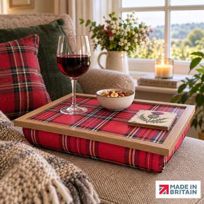 Made in the Mill Royal Stewart Red Tartan Lap Tray with Bean Bag