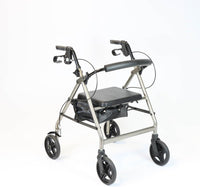 A-Series Petite Lightweight Folding 4 Wheel Rollator with Seat and Bag - Grey