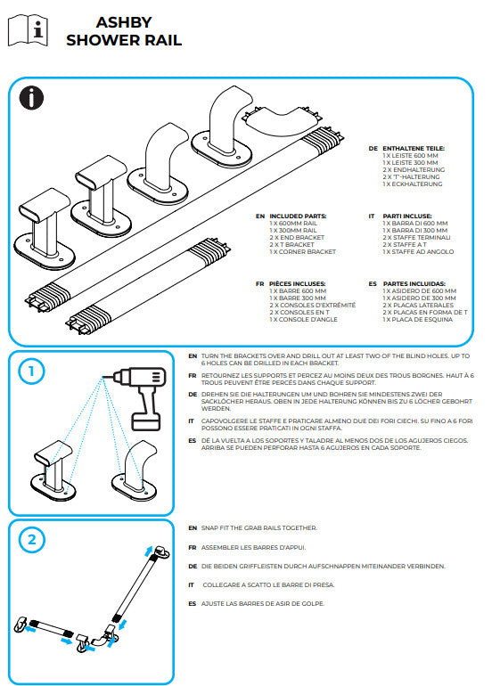 Ashby Shower Kit Grab Rail