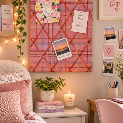 Fabric Notice Board - Bichon Tweed