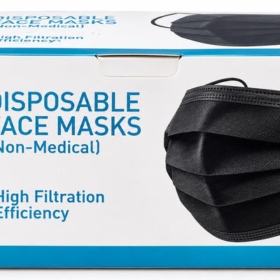 Black 3 ply Disposable Face Masks (Pack of 25)