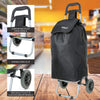 The Hoppa 47 Lightweight Shopping Trolley with its 3 features: Comfy easy grab handle, Durable Non-Slip, and High quality easy to click on and off wheels