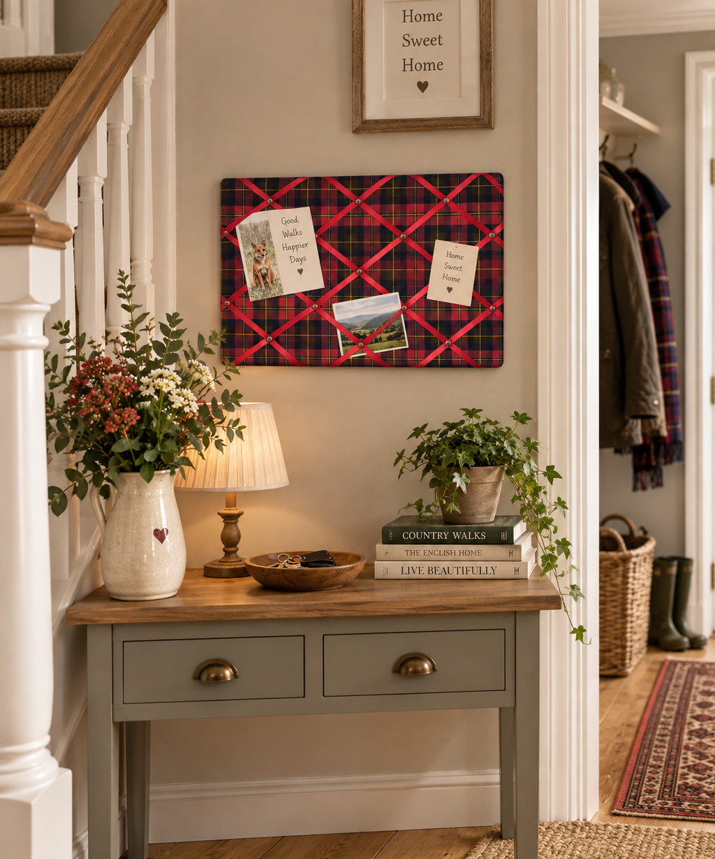 Fabric Notice Board - Burgundy Boyd