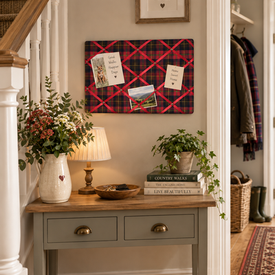 Fabric Notice Board - Burgundy Boyd