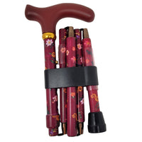 Classic Canes Slimline Folding Handbag Cane Claret Floral